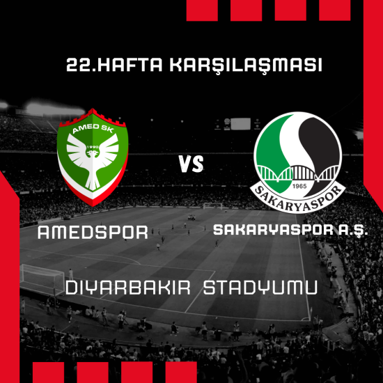 22. Hafta Amedspor - Sakaryaspor A.Ş. Maçı